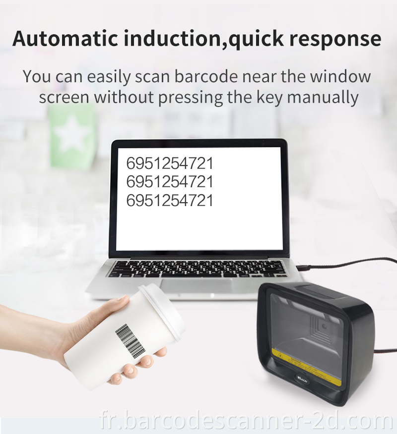 WINSON WAI-6770 White Light Desktop-Type Barcode Scanner 2D CMOS Scanner